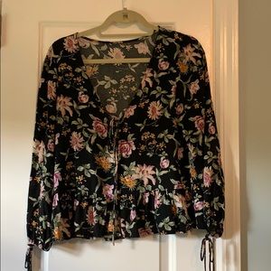 Black floral American Eagle blouse